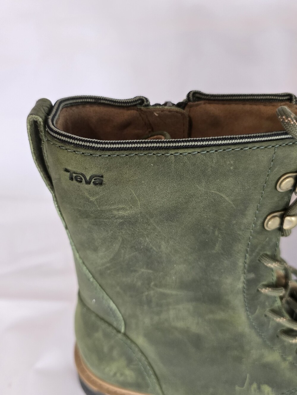 Teva Rowena Boot Women's Size 7 Olive Green Nubuck Leather Sample Not for Resale - Picture 3 of 6